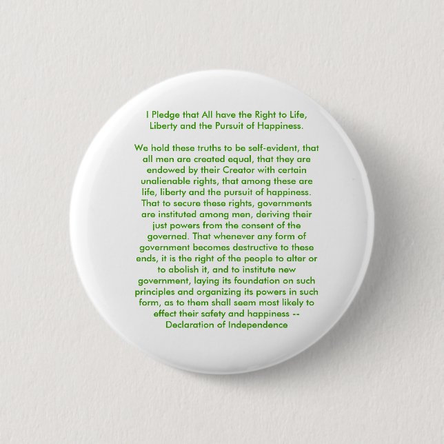 !!! U Create Declaration of Independence 6 Cm Round Badge (Front)