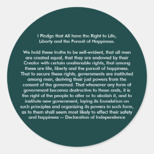 !!! U Create Declaration of Independence Classic Round Sticker