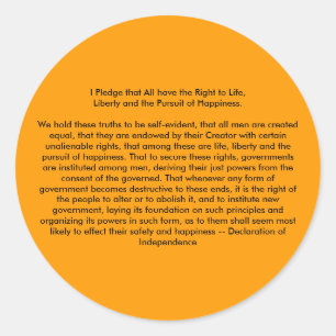 !!! U Create Declaration of Independence Classic Round Sticker