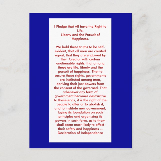 !!! U Create Declaration of Independence Postcard (Front)