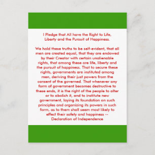 !!! U Create Declaration of Independence Postcard