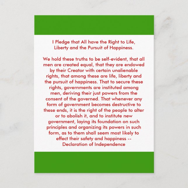 !!! U Create Declaration of Independence Postcard (Front)