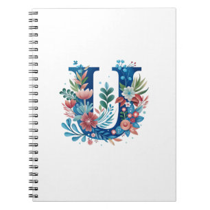 'U' decorative floral monogram Notebook