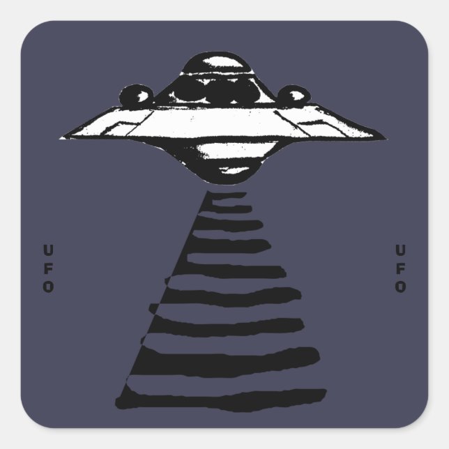 U.F.O - Black & White on Purple Square Sticker (Front)