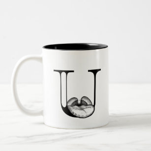 U is for Uvula (mug) Two-Tone Coffee Mug