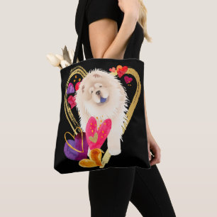 U MAKE MY HEART GO BLING - Cream Chow tote Bag