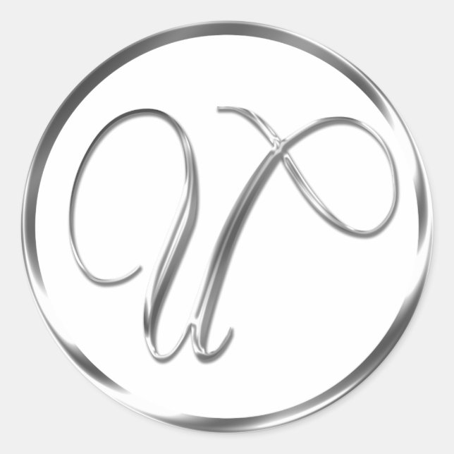 U Monogram Faux Silver Envelope Or Favour Seal (Front)