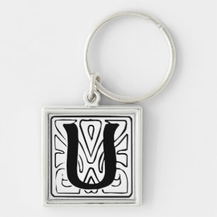 U Monogramm schwarz weiß Schlüsselanhänger Key Ring