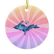 U.P. Watercolor Fun Ceramic Ornament