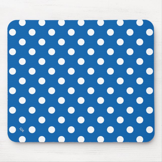 U pick Background Colour Polka Dots White Mouse Pad (Front)