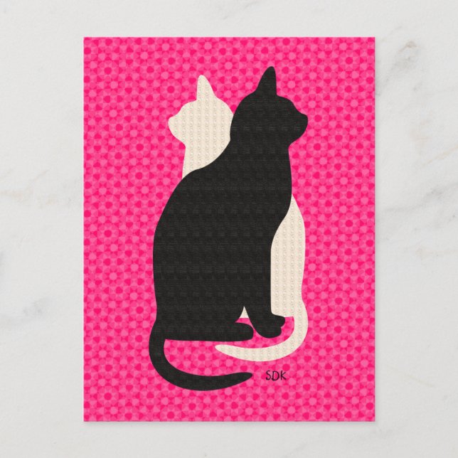 U Pick Colour/ Good Luck Black White Kitty Catz Postcard (Front)