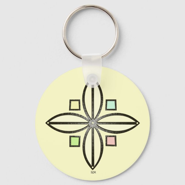 U-pick Colour/ Iron Celtic Good Fortune Flower Key Ring (Front)