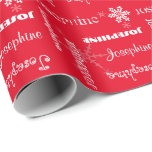 U Pick Colour/ Personalised White Snowflakes Wrapping Paper<br><div class="desc">U Pick Colour (click on "customise it" to change the background colour) This is the perfect design for gift giving to anyone for the winter holidays. Personalise a gift to someone special with a name or text and initial in chalk white against any background colour you choose. Just follow the...</div>