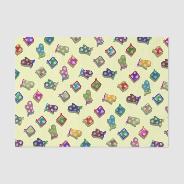 U Pick Colour/ Potholder Oven Mitts with Snowflake Tissue Paper (Front)