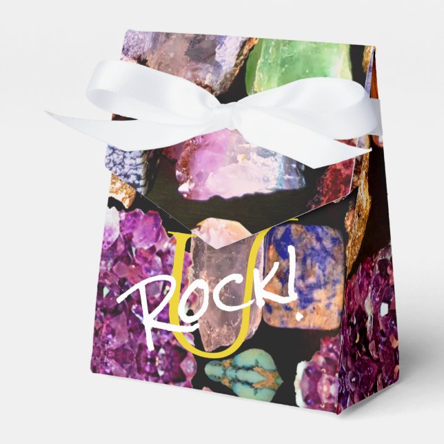 U Rock! Colourful Gemstone Favour Box Personalised (Front Side)