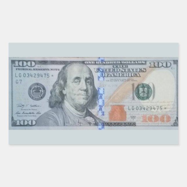 U.S. $100 Star Note LG03429475 Rectangular Sticker (Front)
