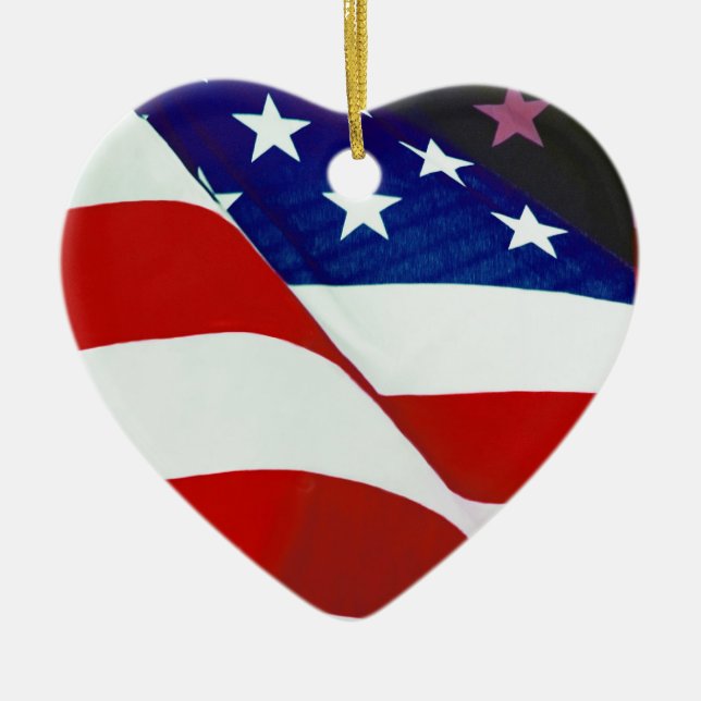 U.S.A. Flag Ceramic Tree Decoration (Front)