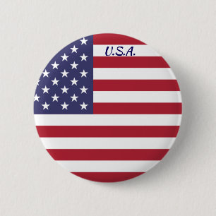 U.S.A. Flag Round Button