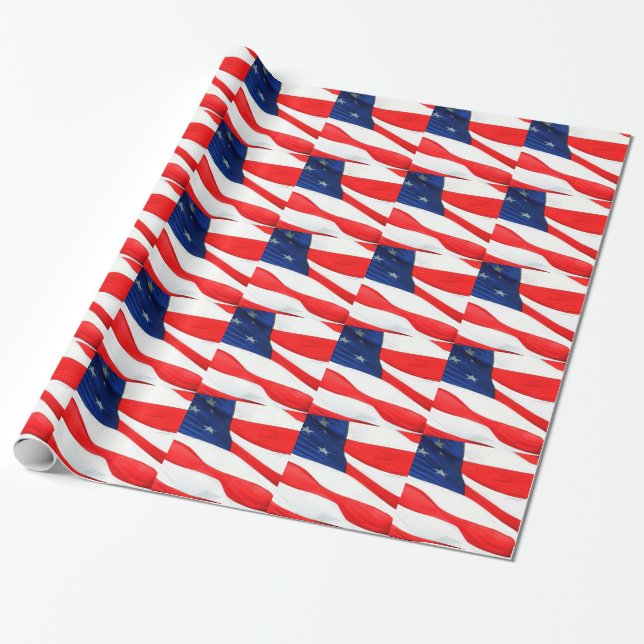 U.S.A. Flag Wrapping Paper (Unrolled)