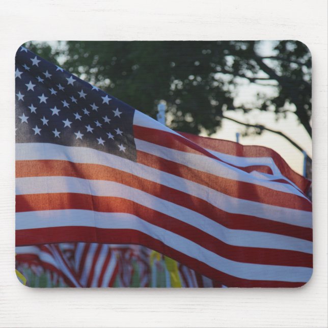 U.S.A Memorial Day Flags Waving in Wind Mouse Pad (Front)