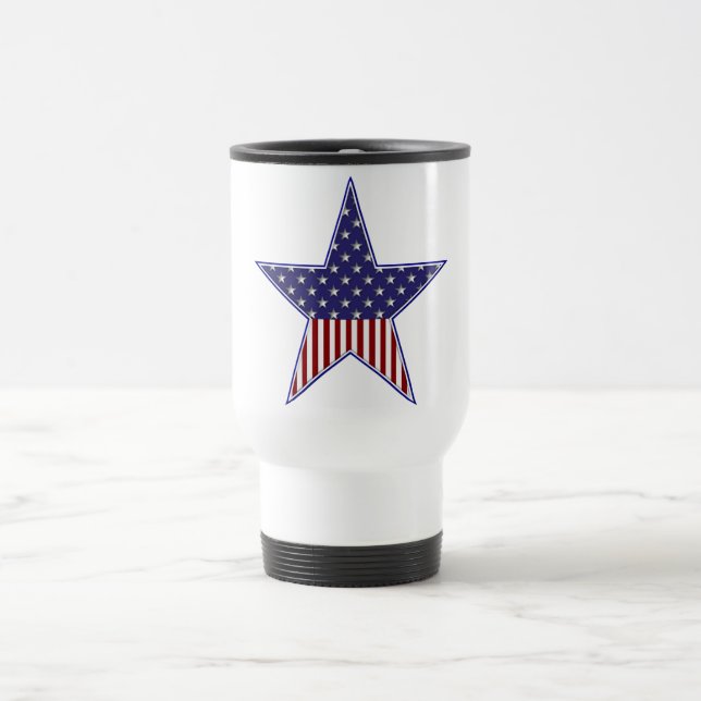 U.S.A. Patriotic Flag Design Travel Mug (Center)