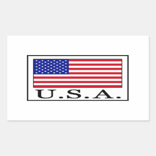 U.S.A. RECTANGULAR STICKER
