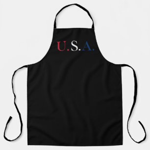 U.S.A. Red White And Blue Lettering Design Apron