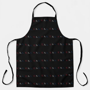 U.S.A. Red White And Blue Lettering Design  Apron