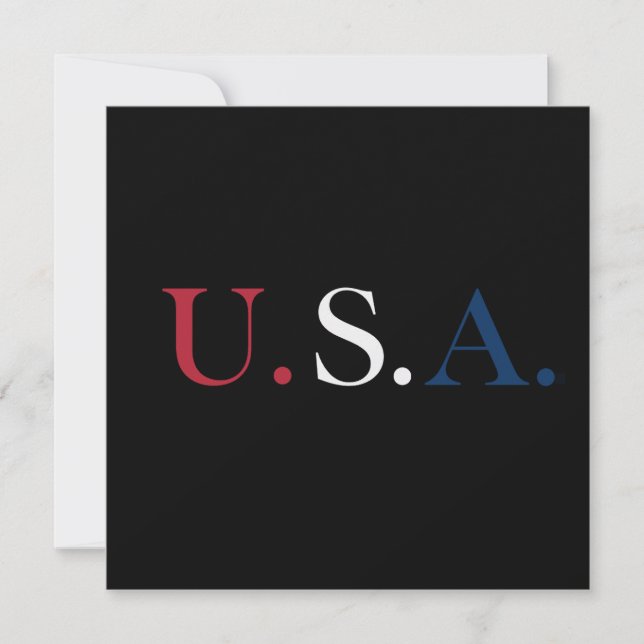 U.S.A. Red White And Blue Lettering Design  Card (Front)