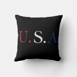 U.S.A. Red White And Blue Lettering Design Cushion