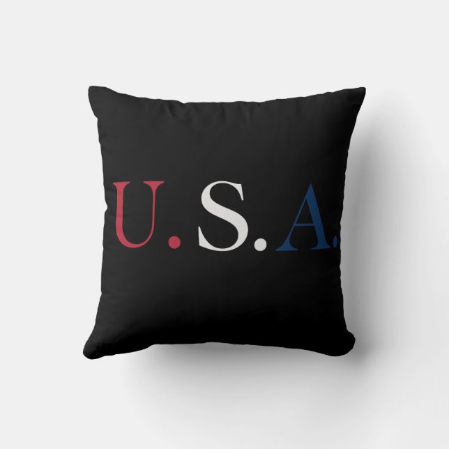 U.S.A. Red White And Blue Lettering Design  Cushion (Back)