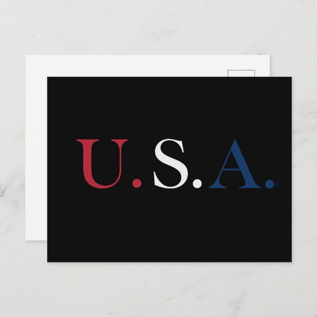 U.S.A. Red White And Blue Lettering Design  Postcard (Front/Back)