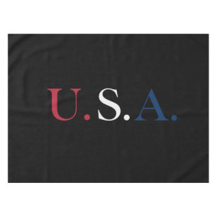 U.S.A. Red White And Blue Lettering Design Tablecloth