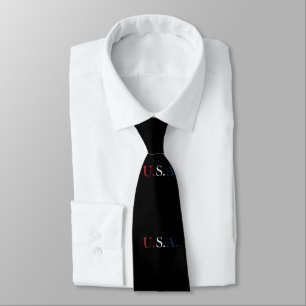U.S.A. Red White And Blue Lettering Design  Tie