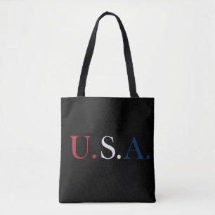 U.S.A. Red White And Blue Lettering Design Tote Bag