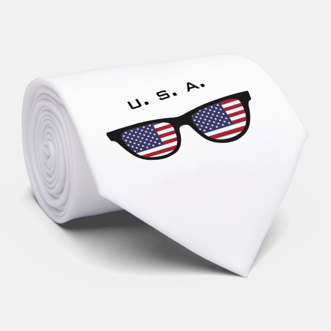 U. S. A. Shades custom text & colour tie (Rolled)