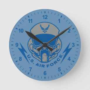 U.S. Air Force   Blue Helmet Round Clock