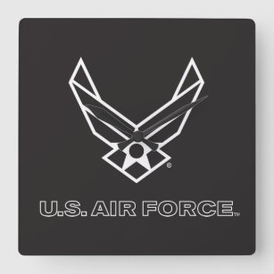 U.S. Air Force Logo - Black Square Wall Clock
