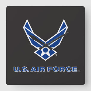 U.S. Air Force Logo - Blue Square Wall Clock