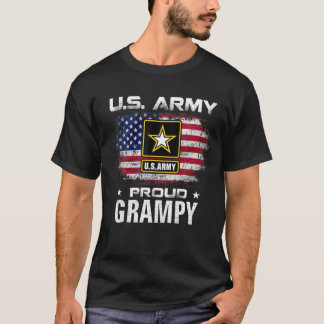 U.S Army Proud Grampy With American Flag Gift Vete T-Shirt