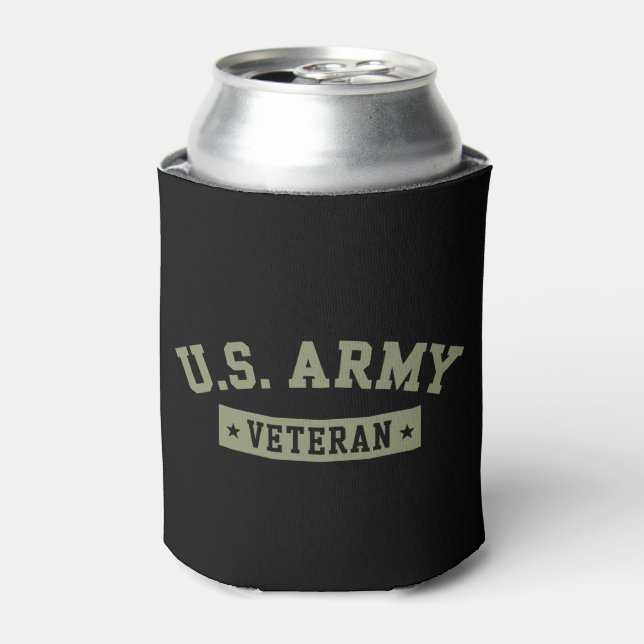 U.S. Army Veteran Veterans America American Flag Can Cooler (Can Front)