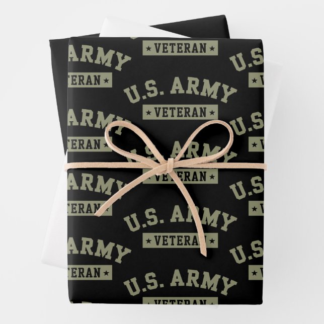U.S. Army Veteran Veterans America American Flag Wrapping Paper Sheet (In situ)