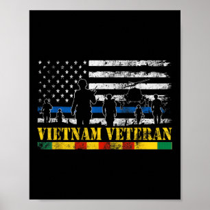 U.s Army Vietnam Veteran American Flag Soldier Vie Poster