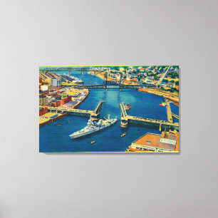 U.S. Battleship passing through Portland Canvas Print