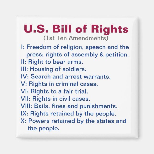U.S. Bill of Rights Magnet (Front)