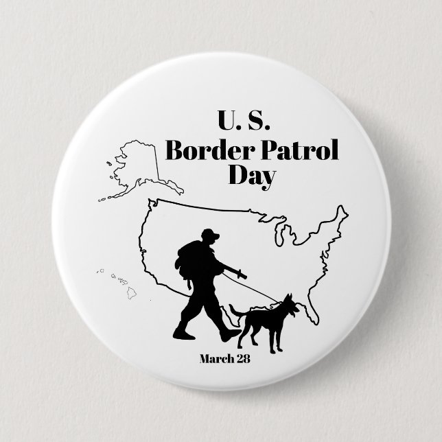 U.S. Border Patrol Day Button with Silhouette (Front)