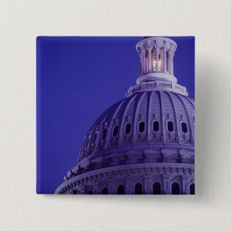 U.S Capitol at dusk with light in dome on 15 Cm Square Badge