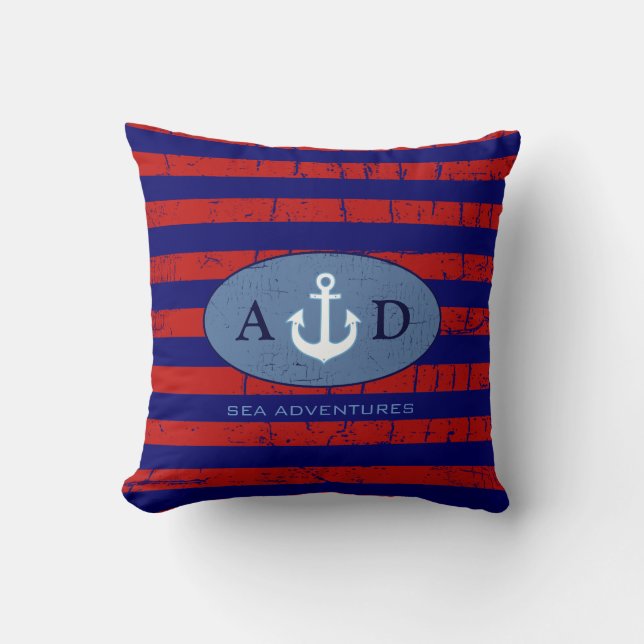 U.S. colour striped personalised nautical decor Cushion (Front)