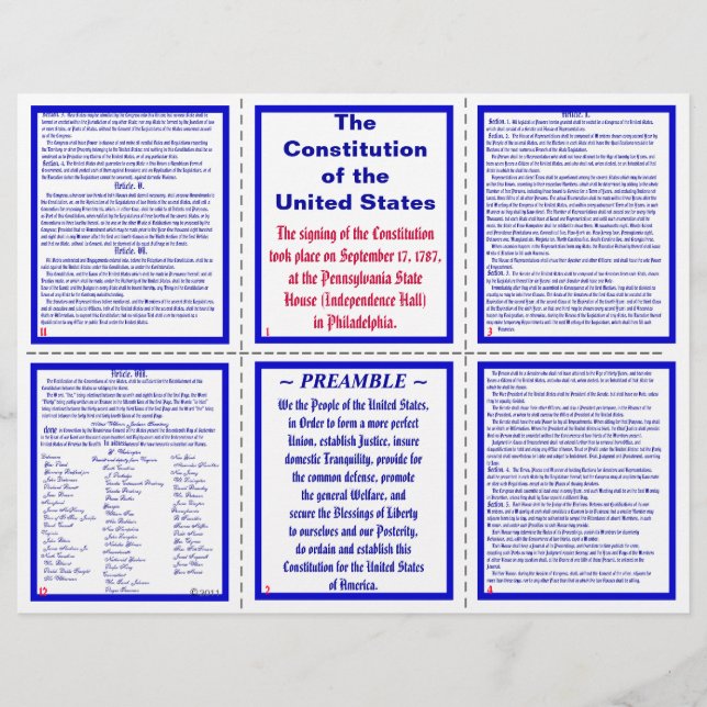 U.S. Constitution Pocket Pamphlet / Bookmark Flyer (Front)