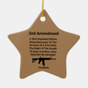 U S Constiution  Right To Bear Arms  2nd Amendment Ceramic Tree Decoration